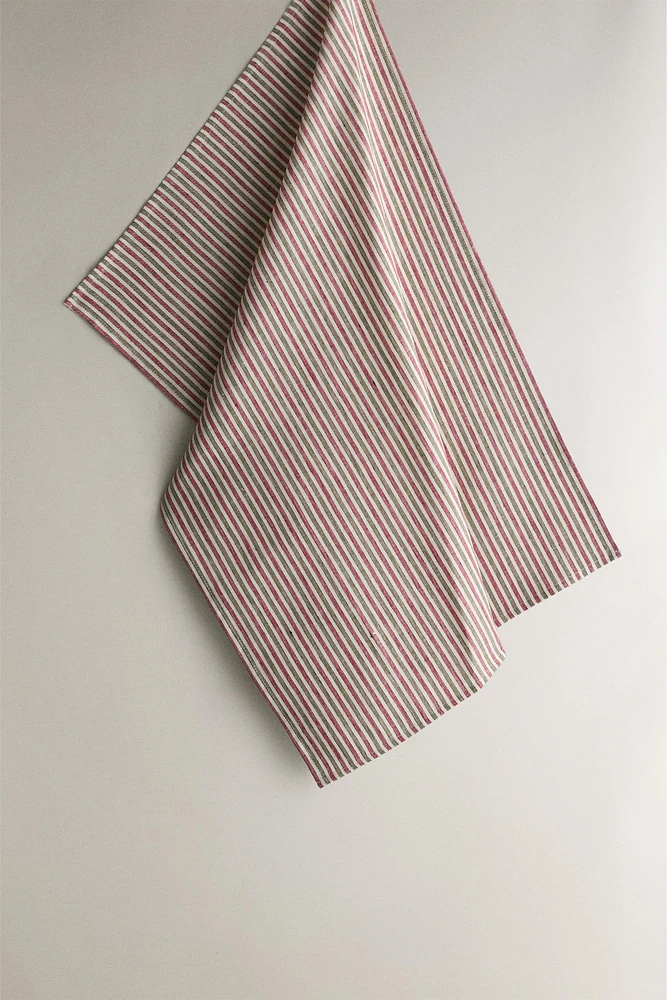 STRIPED LINEN CHRISTMAS KITCHEN TOWEL