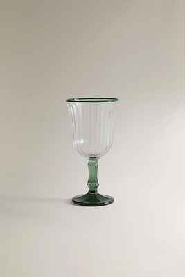 COLOURED RIM WINE GLASS