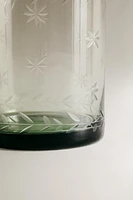 CHRISTMAS GLASS BOTTLE WITH ENGRAVED RIM