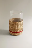 TUMBLER WITH RATTAN BASE