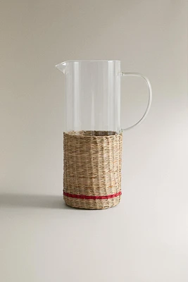 PITCHER WITH RATTAN BASE