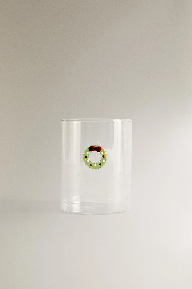 CHRISTMAS WREATH BOROSILICATE GLASS TUMBLER