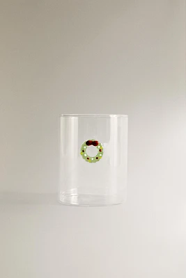 CHRISTMAS WREATH BOROSILICATE GLASS TUMBLER