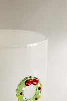 CHRISTMAS WREATH BOROSILICATE GLASS TUMBLER