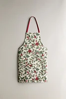 CHRISTMAS POINSETTIA JACQUARD KITCHEN APRON