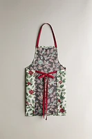 CHRISTMAS POINSETTIA JACQUARD KITCHEN APRON