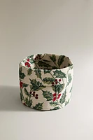 CHRISTMAS POINSETTIA JACQUARD BREAD BASKET