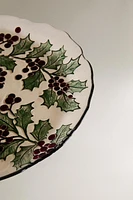 CHRISTMAS HOLLY GLASS SERVICE PLATE