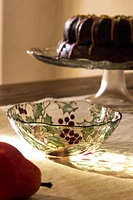 CHRISTMAS HOLLY GLASS BOWL