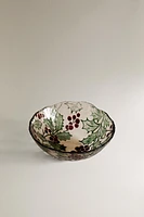 CHRISTMAS HOLLY GLASS BOWL