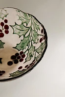 CHRISTMAS HOLLY GLASS BOWL