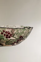 CHRISTMAS HOLLY GLASS BOWL