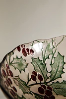 CHRISTMAS HOLLY GLASS BOWL