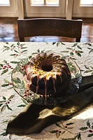 CHRISTMAS HOLLY GLASS CAKE DISH