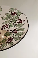 CHRISTMAS HOLLY GLASS CAKE DISH