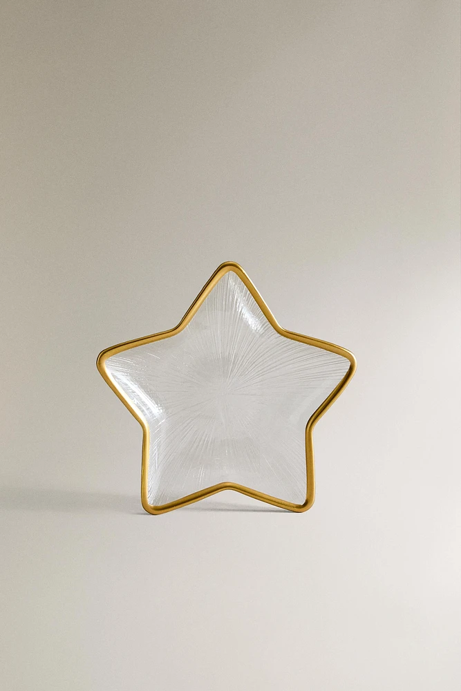 CHRISTMAS STAR GLASS BOWL WITH A GOLDEN RIM