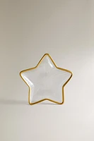 CHRISTMAS STAR GLASS BOWL WITH A GOLDEN RIM