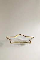 CHRISTMAS STAR GLASS BOWL WITH A GOLDEN RIM