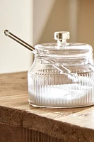 BOROSILICATE GLASS SUGAR BOWL WITH RAISED DESIGN