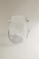 ENGRAVED FLORAL GLASS PITCHER