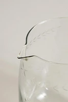 ENGRAVED FLORAL GLASS PITCHER