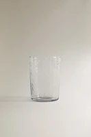 ENGRAVED FLORAL GLASS TUMBLER