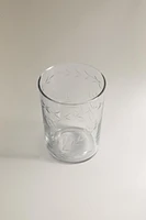 ENGRAVED FLORAL GLASS TUMBLER