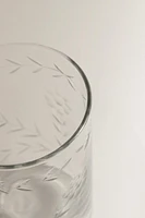 ENGRAVED FLORAL GLASS TUMBLER