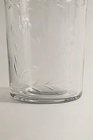 ENGRAVED FLORAL GLASS TUMBLER