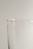 ENGRAVED FLORAL GLASS TUMBLER