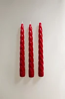 SET OF LONG TWISTED CHRISTMAS CANDLES (SET OF 3)