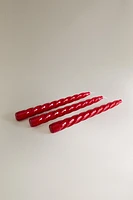 SET OF LONG TWISTED CHRISTMAS CANDLES (SET OF 3)