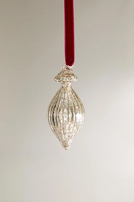 GLASS STRIPED DROPLET CHRISTMAS TREE ORNAMENT