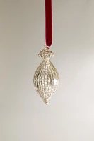 GLASS STRIPED DROPLET CHRISTMAS TREE ORNAMENT