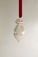 GLASS STRIPED DROPLET CHRISTMAS TREE ORNAMENT