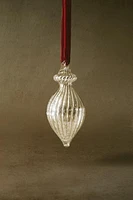 GLASS STRIPED DROPLET CHRISTMAS TREE ORNAMENT