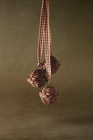 RATTAN CHRISTMAS TREE ORNAMENT WITH SLEIGH BELLS