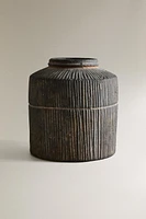 TEXTURED CERAMIC VASE WITH LINES