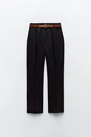 BELTED STRAIGHT LEG PANTS