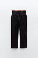 BELTED STRAIGHT LEG PANTS