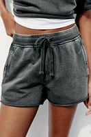 WASHED EFFECT PLUSH SHORTS