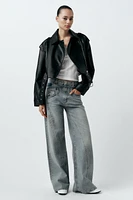 FAUX LEATHER CROP BIKER JACKET