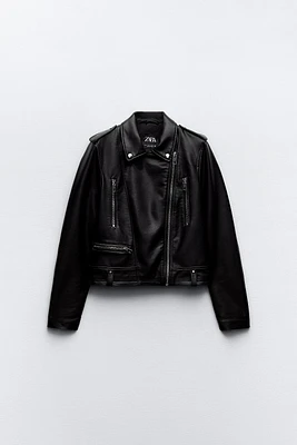 FAUX LEATHER BIKER JACKET