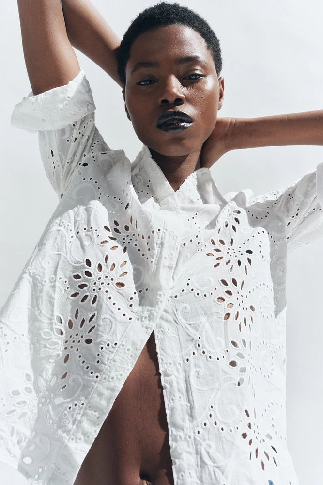 EMBROIDERED POPLIN SHIRT ZW COLLECTION