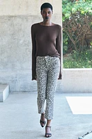 HIGH WAIST BOOTCUT CROPPED ANIMAL PRINT JEANS ZW COLLECTION