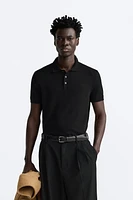 VISCOSE BLEND KNIT POLO SHIRT