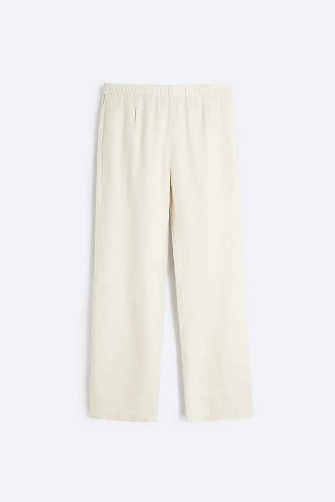 100% LINEN JOGGER WAIST PANTS