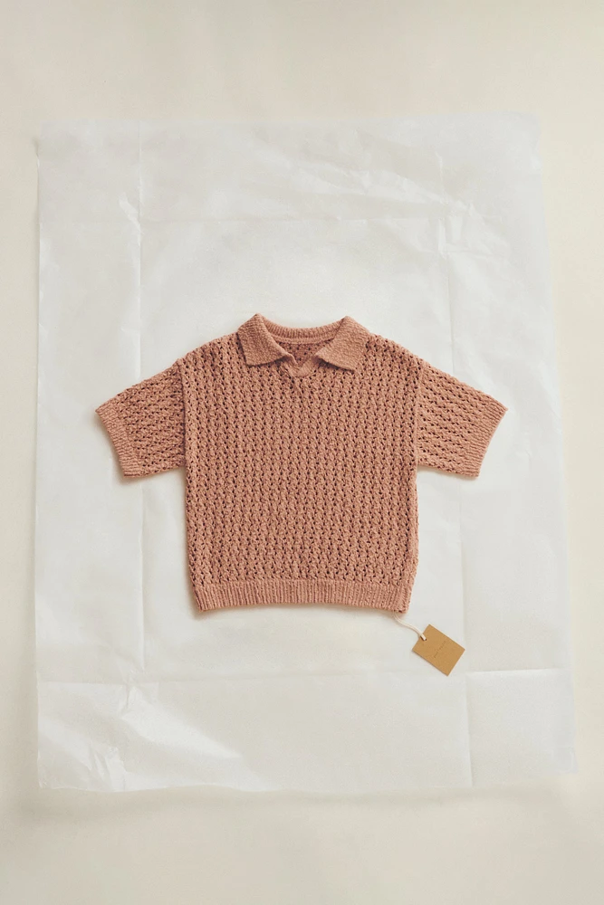 TIMELESZ – OPENWORK KNIT POLO SHIRT