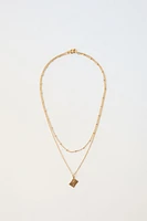 PACK OF TWO BEAD AND CHARM NECKLACES PLATED IN 24K GOLD