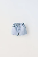 PAPERBAG WAIST DENIM SHORTS